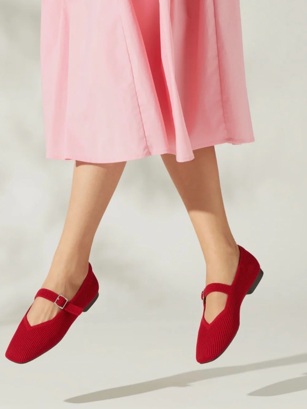 Vivaia Margot Mary Jane Square-Toe flats in ruby red Sz 40.5/9-9.5 - Picture 2 of 8